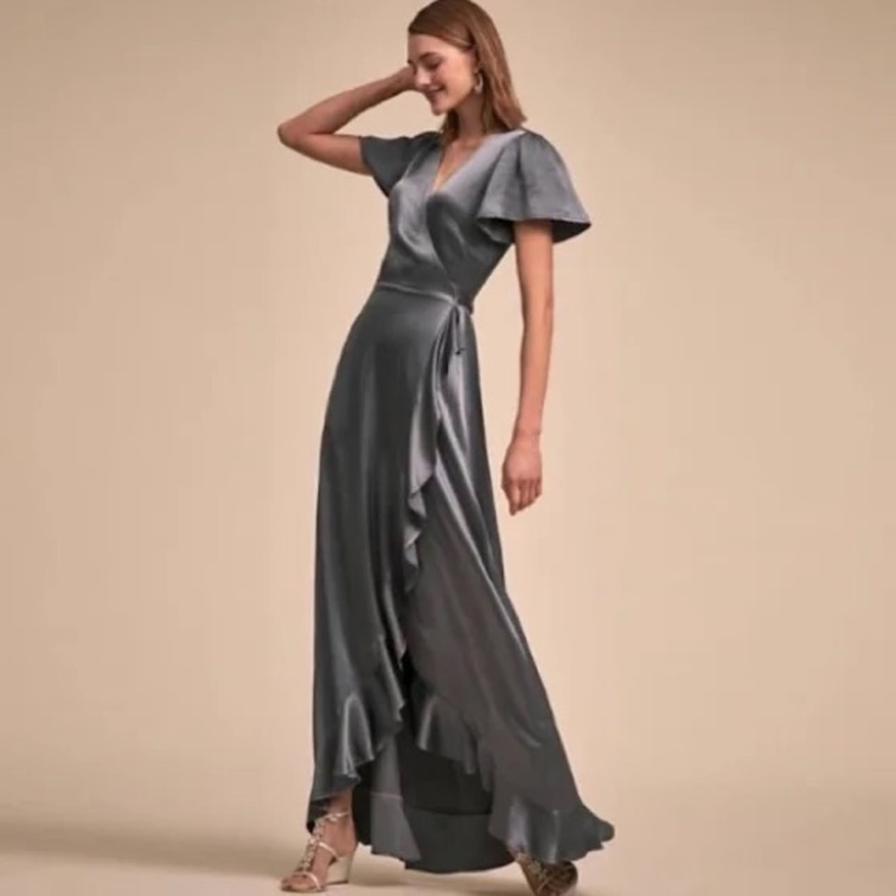 BHLDN Ghost London Phoebe Bridesmaid Wrap Dress - Size S - Hydrangea - Hemmed